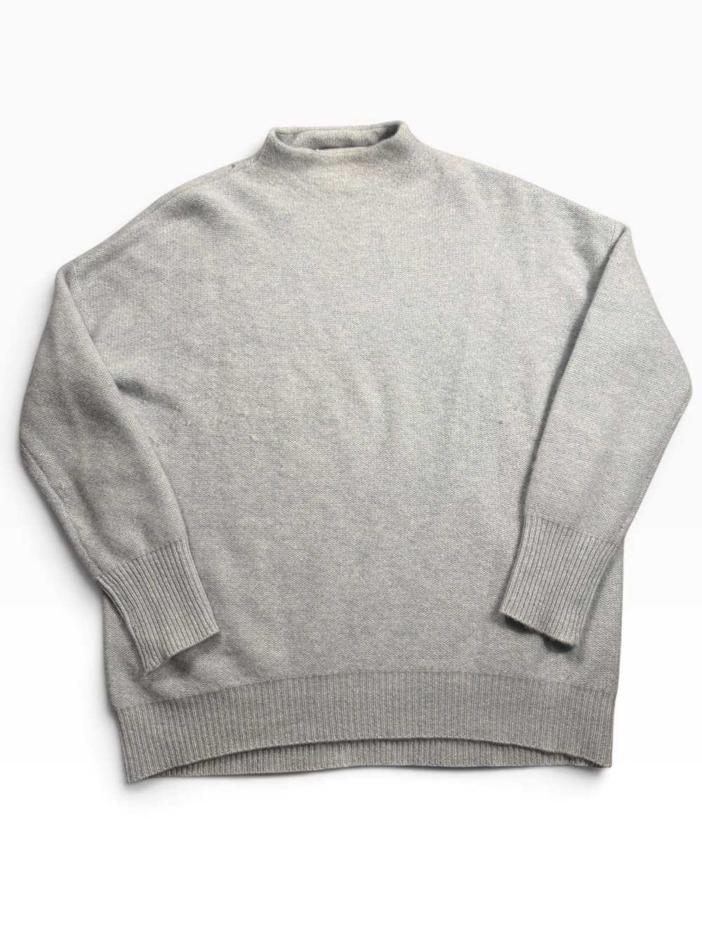 Magaschoni 100% Cashmere Blue Gray Mock Neck Sweater Women’s Large Preppy Fall
